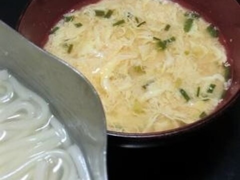 釜揚げうどん★ごま玉味噌スープ